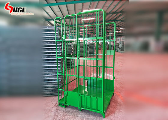Pó verde trole revestido do recipiente do rolo, trole móvel da gaiola